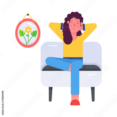 Here’s a flat icon of resting girl 