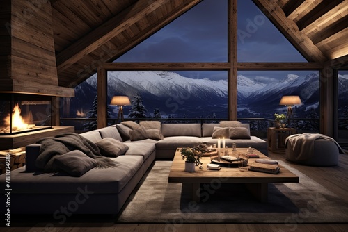 Plush Modern Alpine Living Room Designs: Rustic Elements & Alpine Views