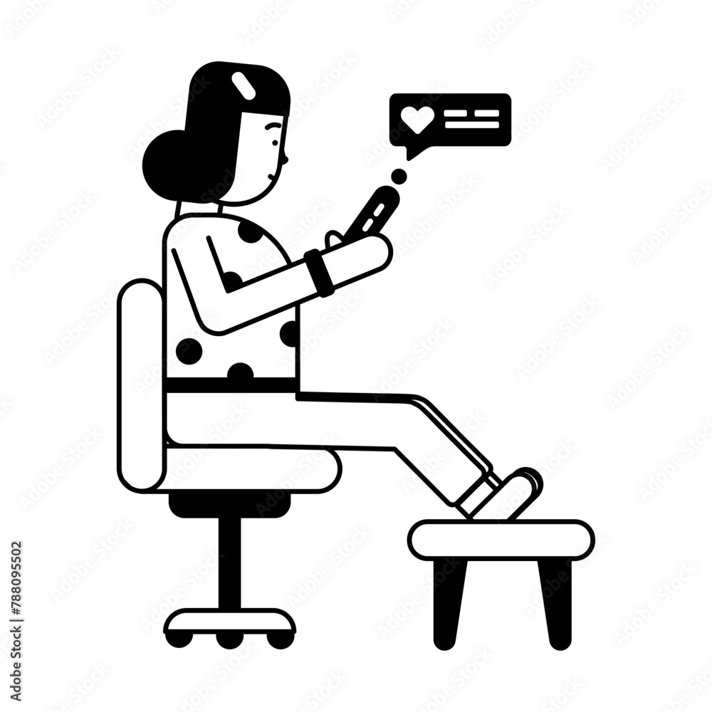 Handy glyph style icon of a chatting girl 