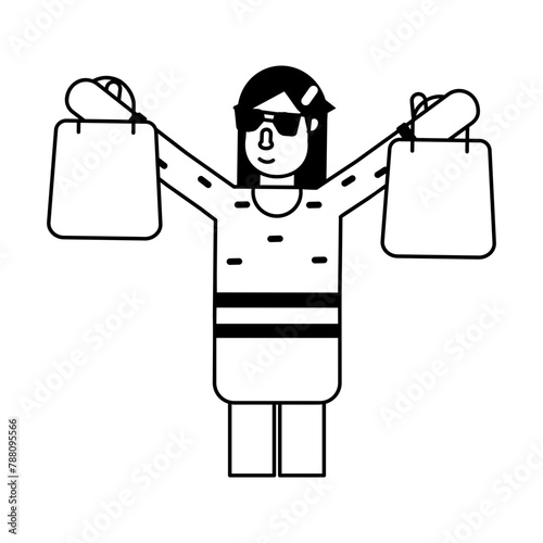 Grab this glyph icon of a shopping girl 