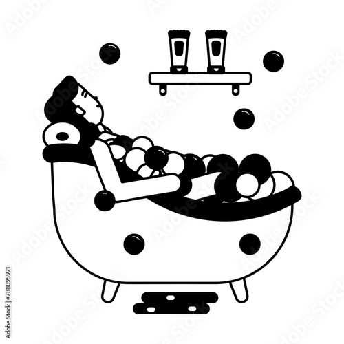 Download glyph style icon of a girl taking bath 