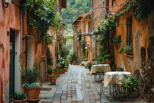 Inviting and Cozy Alfresco Experiences in the Historic Streets of Tuscany Italy photo