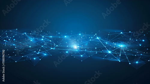 Bright glowing digital mesh with map markers on blue background, Abstract blue internet background with optical fiber light ,Digital dynamic wave of particles ,Abstract futuristic dots background