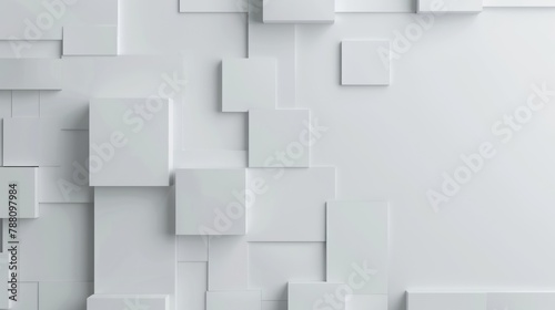 abstract cube. white cube background, abstract squares.