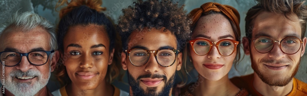 A group of mixed race teacher and students displaying different emotions including happiness, surprise, and confusion A group of mixed race teacher and students displaying different emotions including happiness, surprise, and confusion