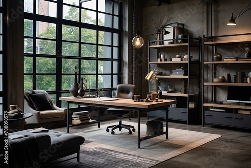 Chic Industrial Loft Office: Modern Aesthetic Design