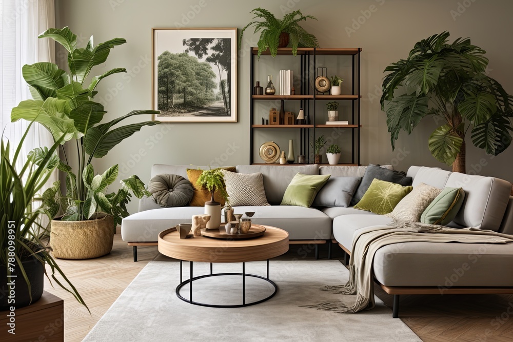 Urban Jungle Chic: Contemporary Living Room Design With Lush Plants