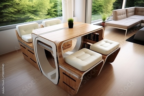 Foldable Tables & Multifunctional Seats: Modern Living Room Ideas for Tiny Houses photo