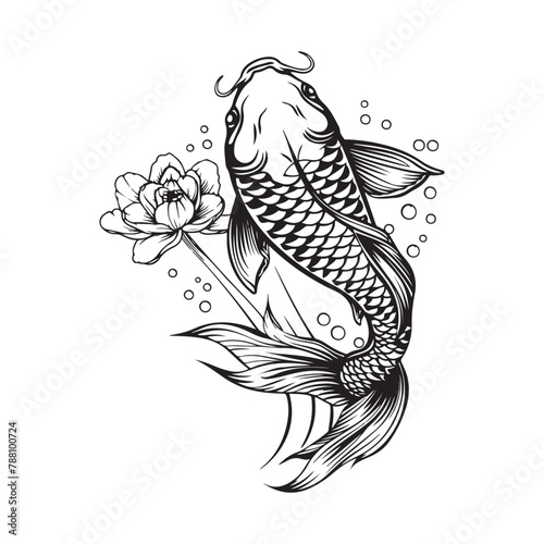 Koi Fish Vector Art, Icons, and Graphics, illustration of a Koi fish