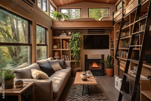 Smart Modern Tiny House Living Room: Cozy Design for a Welcoming Atmosphere