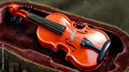 violin and bow on a wooden background