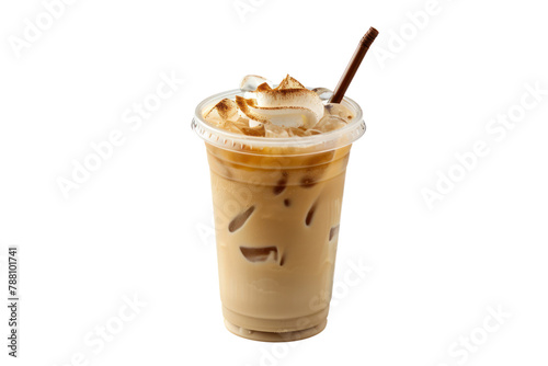 Iced coffee in a glass with ice
isolated on white background