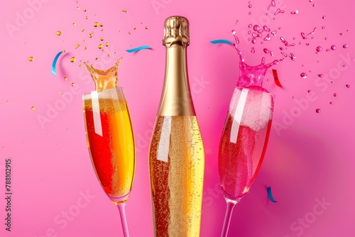 "Luxurious Libations: Champagne Celebrations and Elegant Toasts—Savor the Sparkle of Festive Bubbles and Hand-Drawed Champagne Vectors in a High-End Atmosphere"