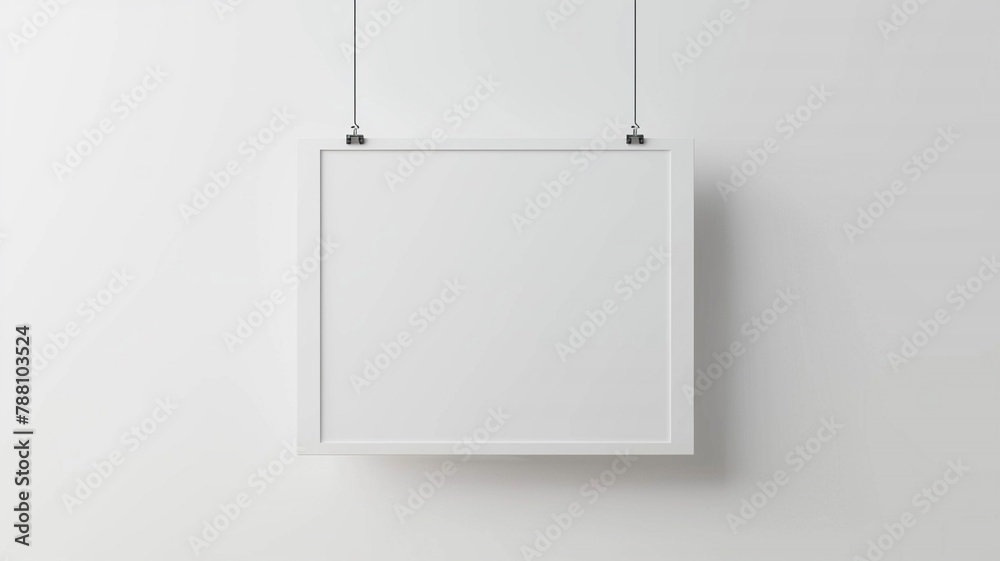 White poster hanging mockup isolated on white background White poster hanging mockup isolated on white background