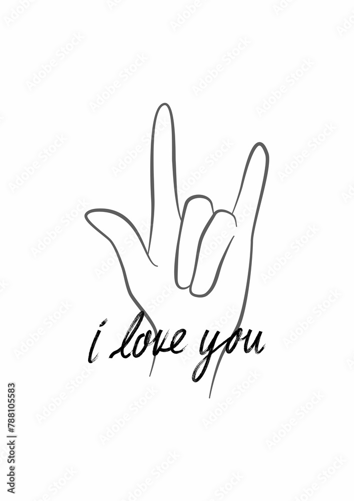 Fototapeta premium peace sign hand ilove you sign