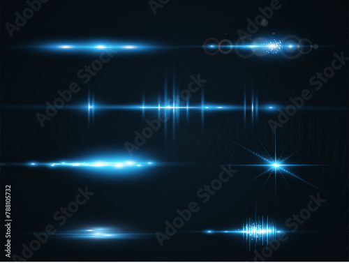 Set of bright light rays.Brigh light on the background.	
