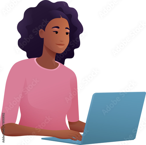 Woman Using Laptop Computer...