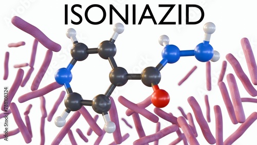 3d rendering of Isoniazid is an antibiotic used in the treatment of mycobacterium tuberculosis infections photo