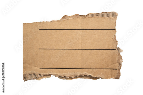 A piece of torn cardboard with line graphic