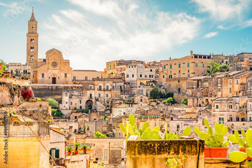 View of the ancient town of Matera, Sassi di Matera in Basilicata, southern Italy photo
