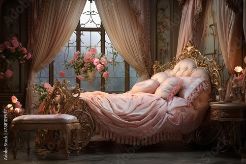 Vintage Opulence: Opulent Rococo Bedroom Designs and Luxurious Bedding