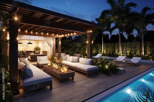 Ultimate Luxury Outdoor Living: Resort-Style Patio, Pool, and Cabanas © Michael