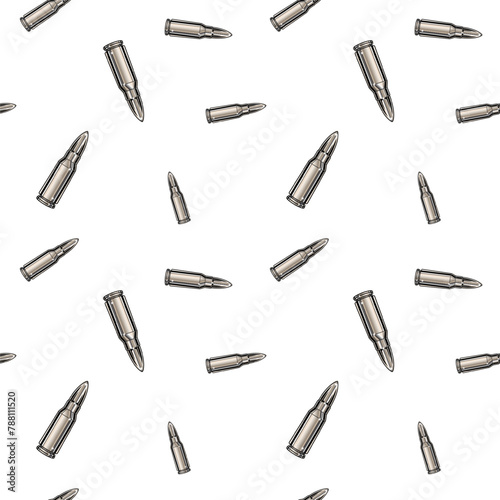Metallic chrome bullets pattern. Seamless background design.