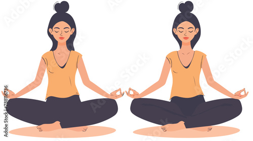 Relaxed girl with closed eyes sitting in padmasana  photo