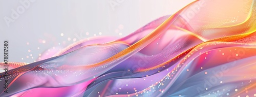 Abstract background with colorful waves and curved lines on a light gray and orange gradient light purple background