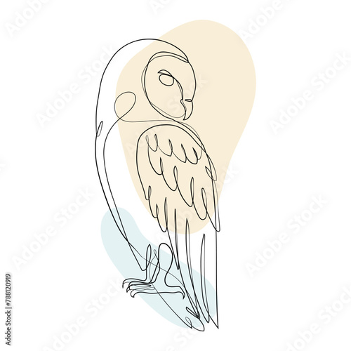 Owl linear minimalist decoration. Owl abstract line art. One line design silhouette of owl.hand drawn minimalism style.vector illustration.