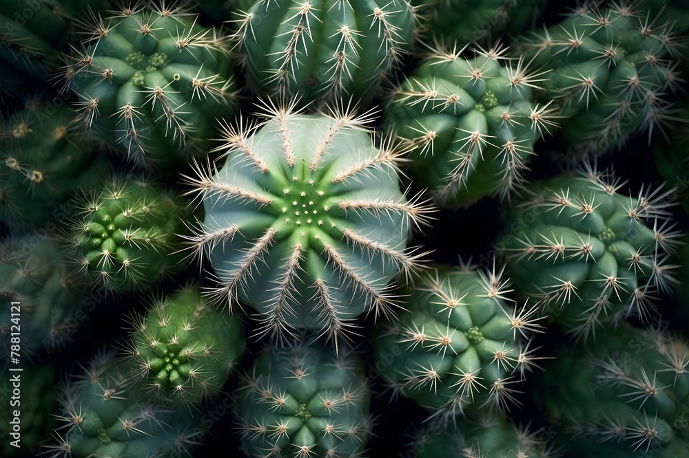 Cactus in the botanical garden, top view of cactus Cactus in the botanical garden, top view of cactus