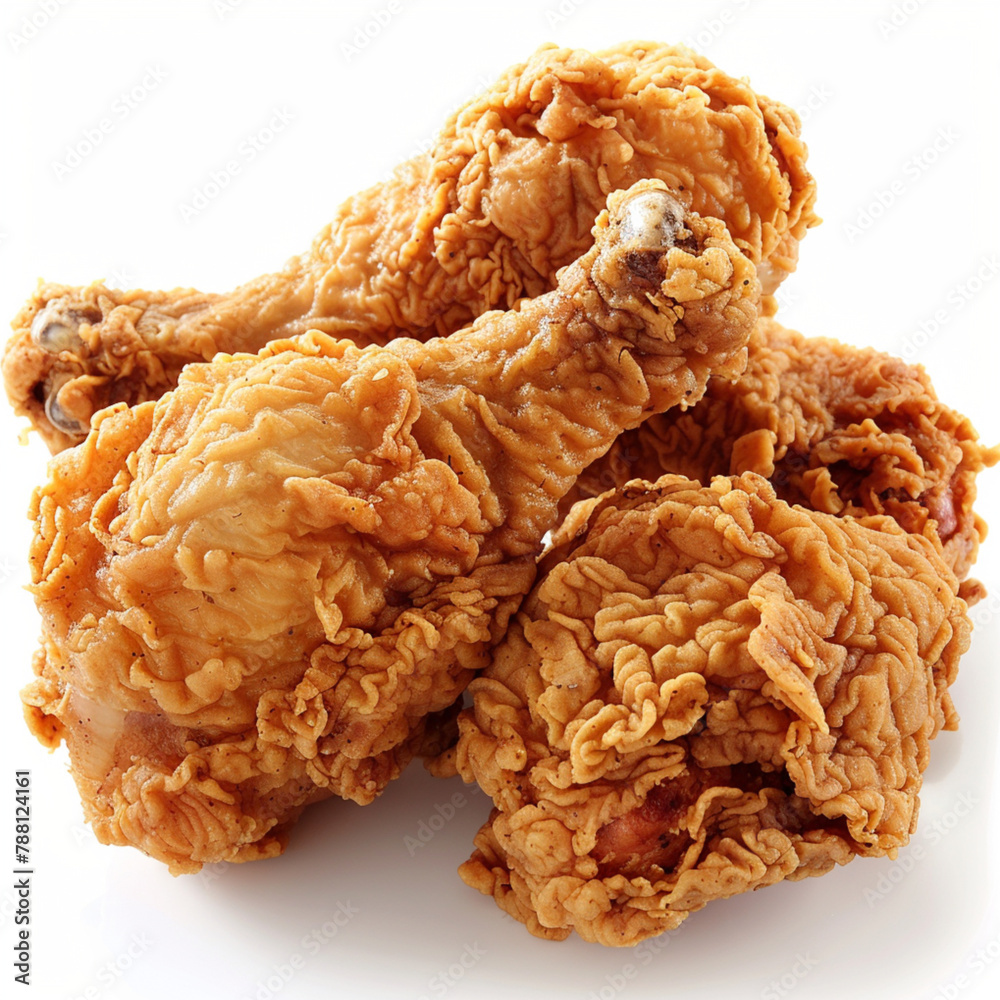 Fried chicken on a white background Fried chicken on a white background