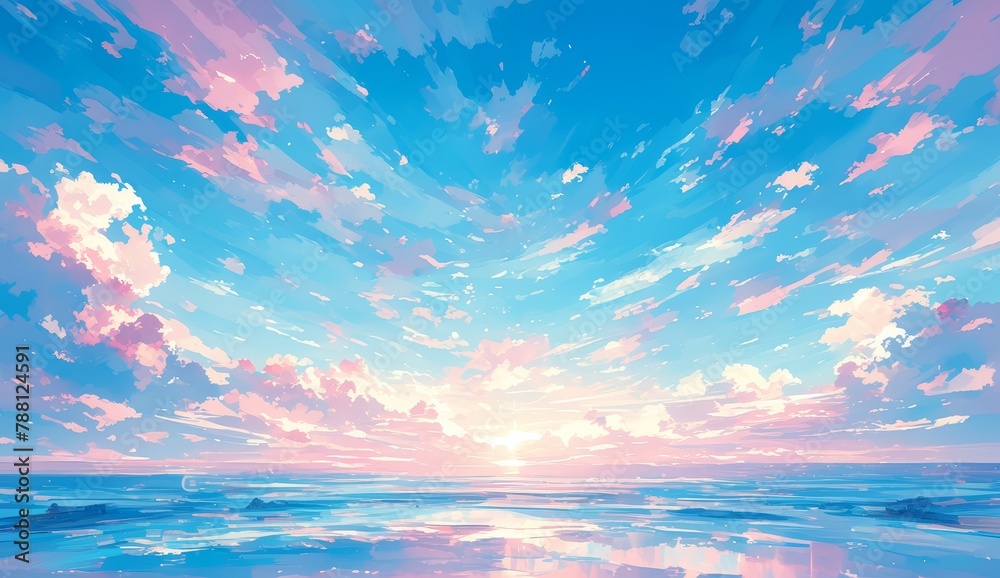vaporwave aesthetic with a pink and blue sky and clouds for a simple background