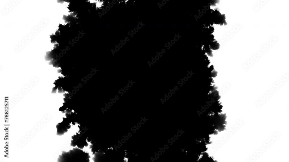 Black ink spot spreading from center. Video revealer with alpha channel