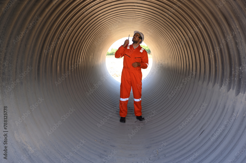 custom made wallpaper toronto digitalSmart engineer with safety suit holding walkie-talkie inspecting large power
