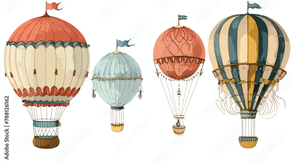 Fototapeta premium Set of Four vintage hot air balloons of different text