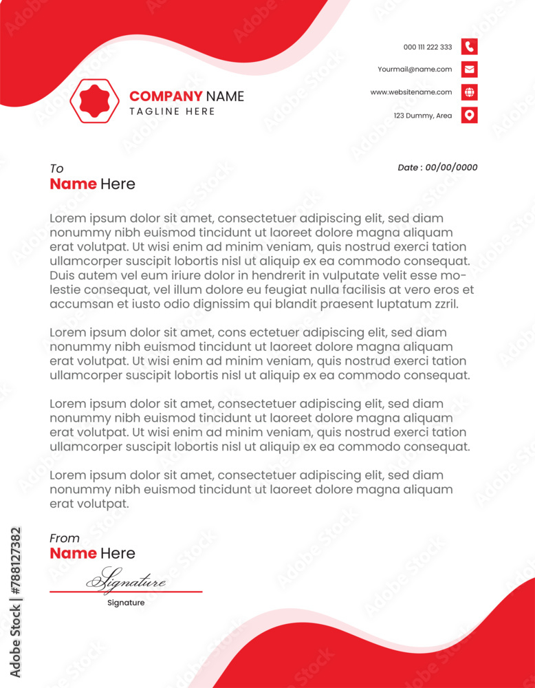 Fototapeta premium Modern black and red letterhead design