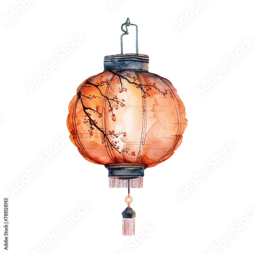 Ancient Chinese lanterns on a white background