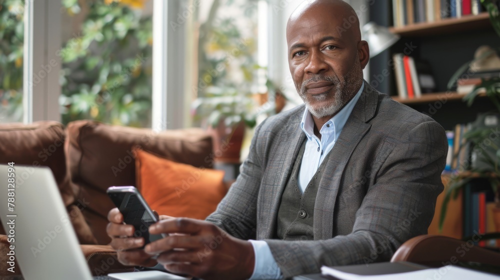 Man Working from a Home Office Man Working from a Home Office