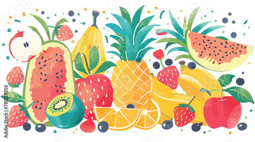 Summer fruits card background design. Exotic tropical