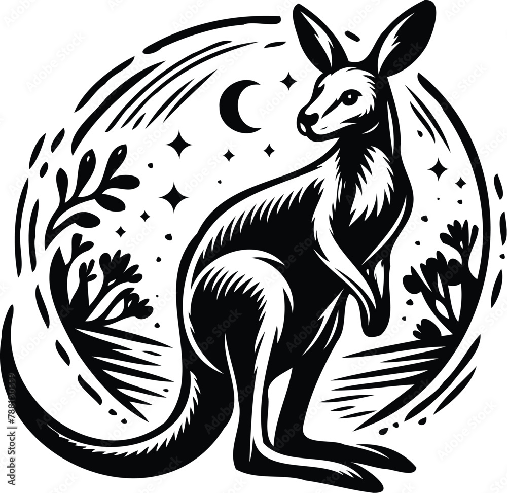 Kangaroo vector sketch icon isolated on background. Kangaroo vector sketch icon isolated on background.