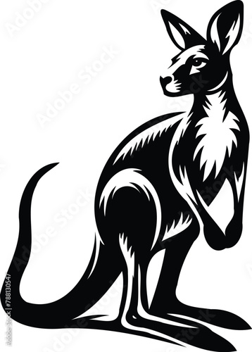Kangaroo vector sketch icon isolated on background.