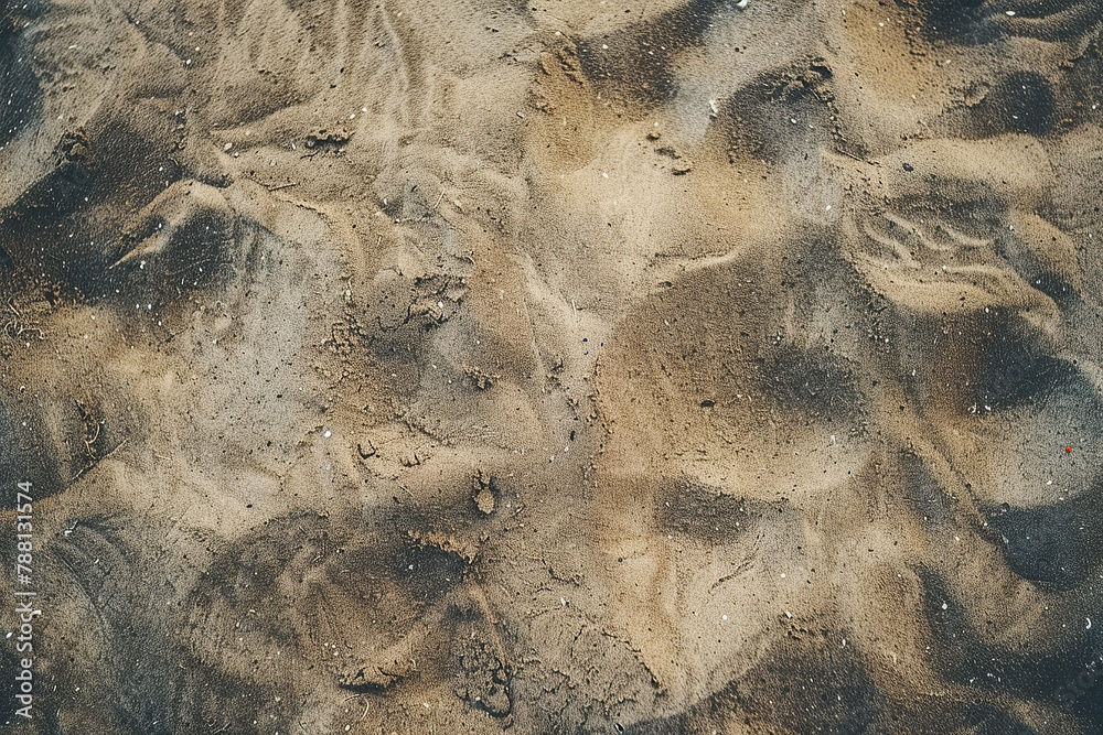 close up horizontal image of a sandy background, view from above