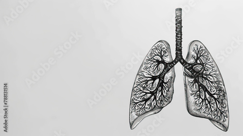  World Asthma Day. Hand drawn human lungs sketch Awareness of lung cancer, pneumonia, asthma, COPD, pulmonary hypertension, world no tobacco day and eco air 
