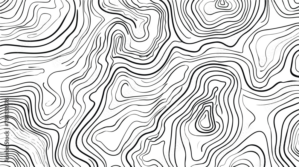 Topographic map seamless pattern. Monochrome background
