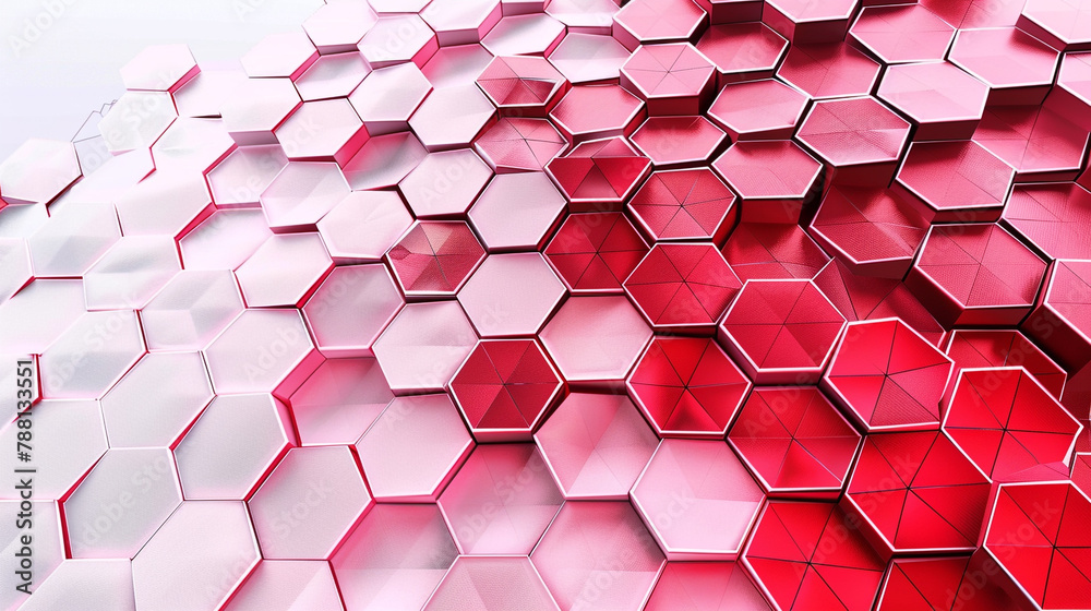 Digital harmony expressed through ruby and pink hexagons on a white abstract background. Digital harmony expressed through ruby and pink hexagons on a white abstract background.