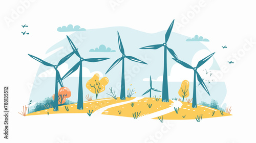 Wind mills turbines electric power generators farm