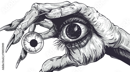 Witch holding eyeball as mystical attribute for witch photo