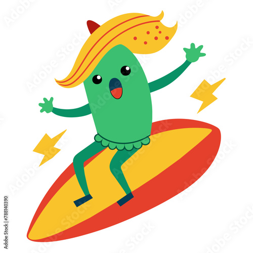  Surfing Salsa Shredder: Taco Rockstar Rides Wave of Flavor with Electric Guitar on T-Shirt Graphic