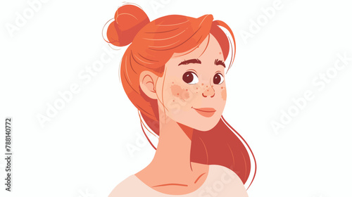 Young smiling woman face portrait. Beautiful red-head